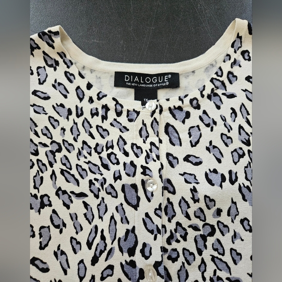 NWT - Silk Nylon Blend Dialogue Animal Print Cardigan - Size XL - Picture 4 of 8